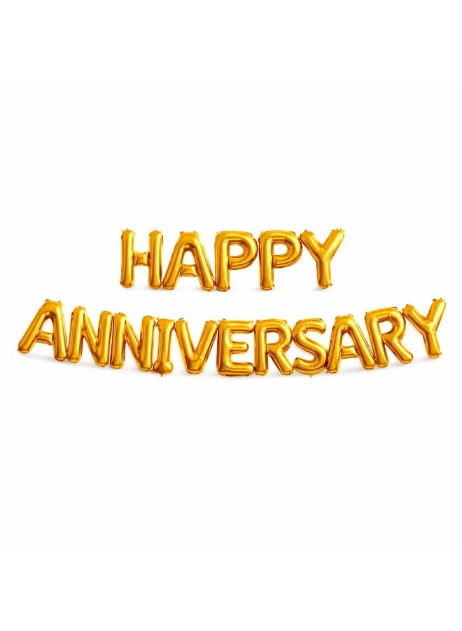 بالونات حروف Happy Anniversary من الفويل – لون ذهبي – مقاس 16 إنش - Image 1